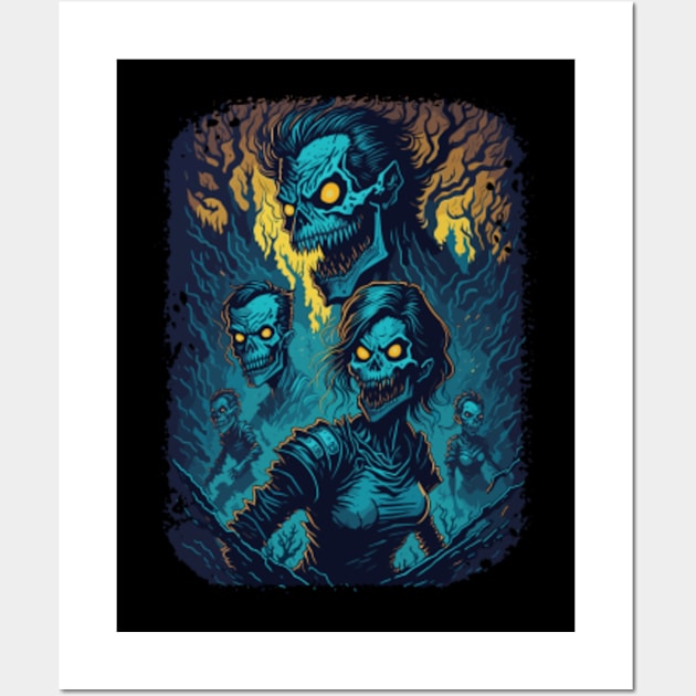 Attack Of The Undead - Vibrant Halloween Wall Art by DesignINKZ